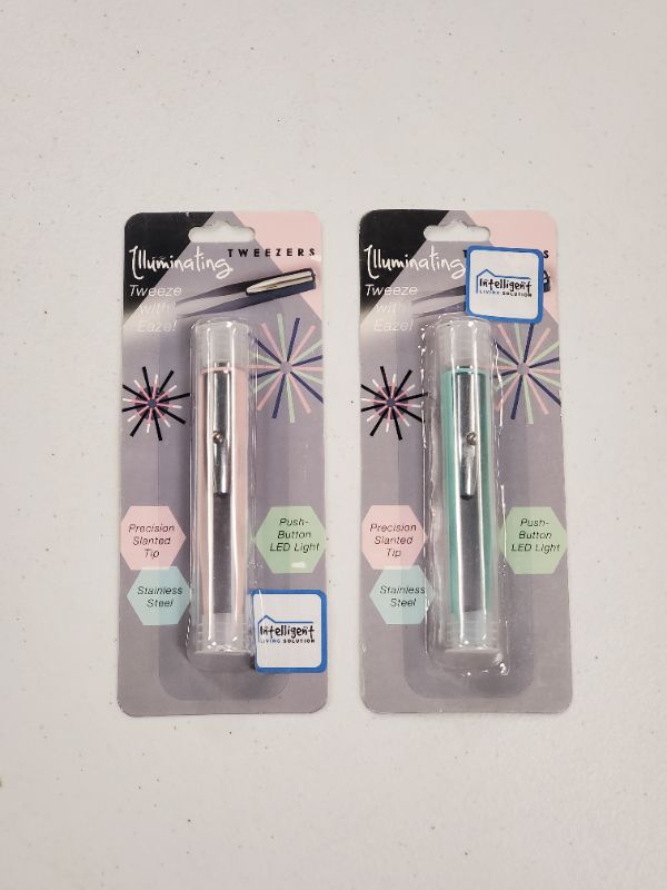 Photo 1 of PACK OF 2 -  LED ILLUMINATING TWEEZERS DURABLE COLOR VARIES NEW 