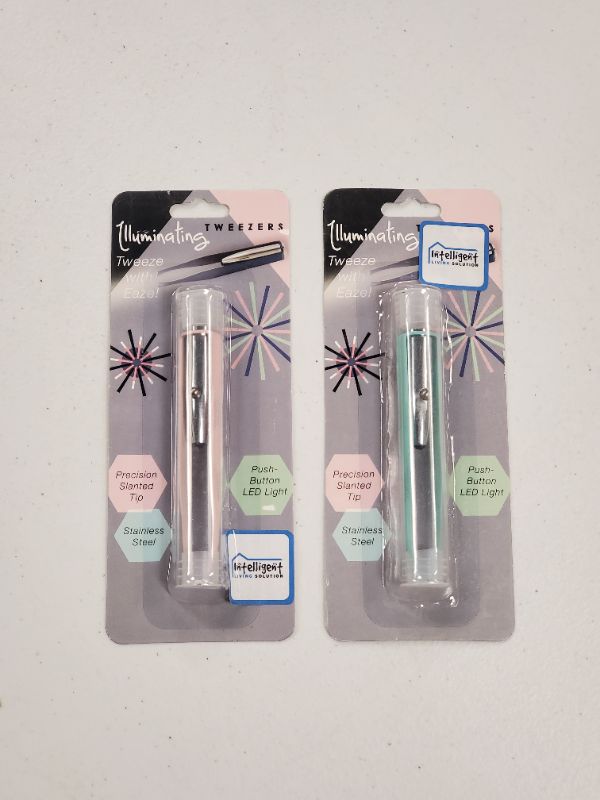 Photo 1 of 2 PACK LED ILLUMINATING TWEEZERS DURABLE COLOR VARIES NEW 