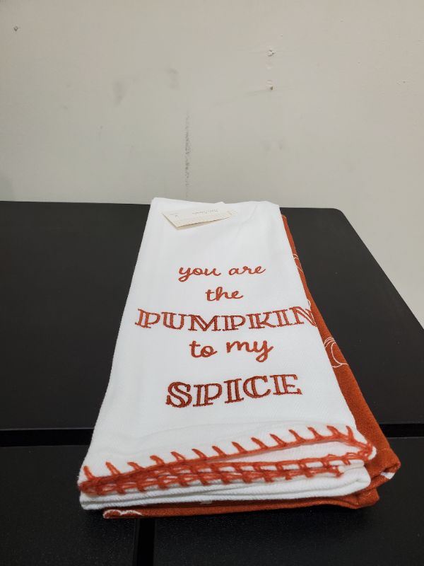 Photo 1 of 2PC KITCHEN DISH TOWELS - " YOU ARE MY PUMPKIN TO MY SPICE 