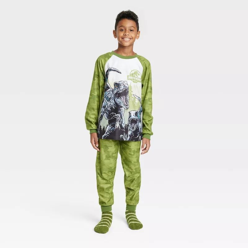 Photo 1 of Boys' Jurassic World Pajama Set with Cozy Socks - Green