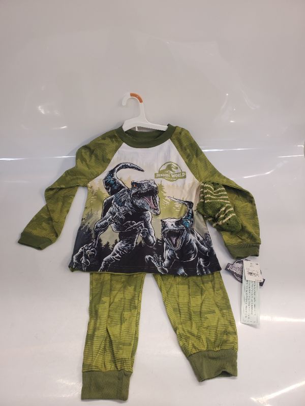 Photo 2 of Boys' Jurassic World Pajama Set with Cozy Socks - Green