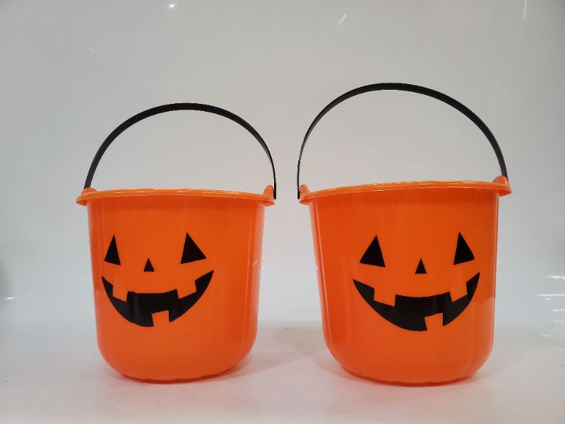 Photo 1 of 2 PC ORANGE PUMPKIN BASKETS 