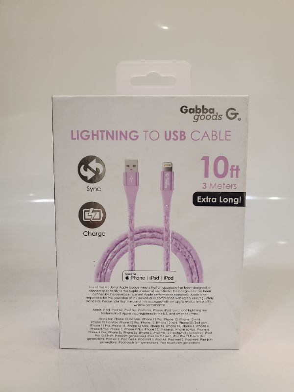 Photo 2 of 10FT RAPID CHARGE LIGHTNING TO USB CABLE - PURPLE 