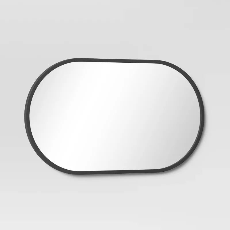 Photo 1 of Black Metal Oval Pill Mirror - Project 62 - 16" X 28"