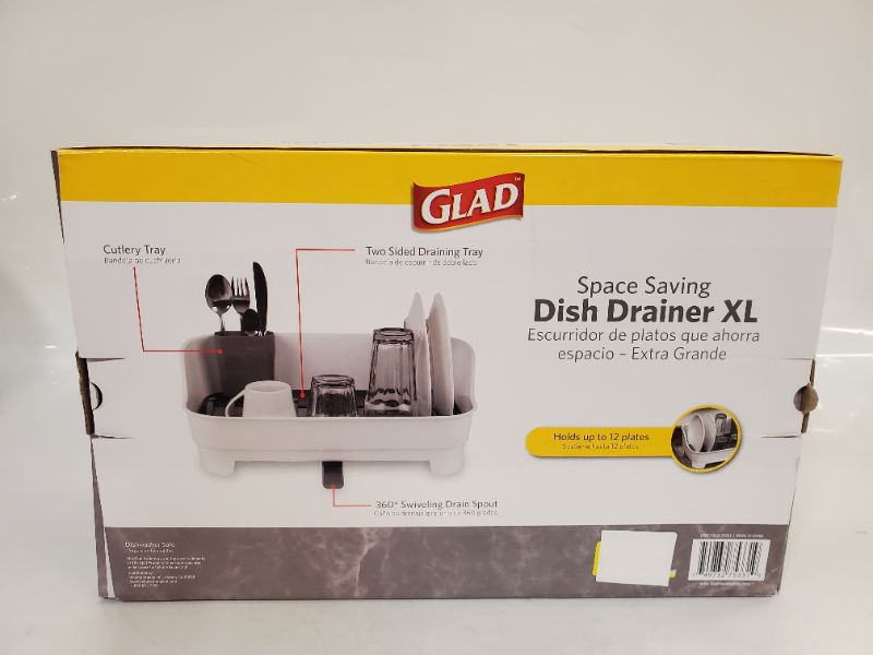 Photo 3 of Glad Dish Rack with Drainer Kitchen Sink Organizer with Cutlery Tray 360 Degree Drain Spout Keeps Countertop Dry
