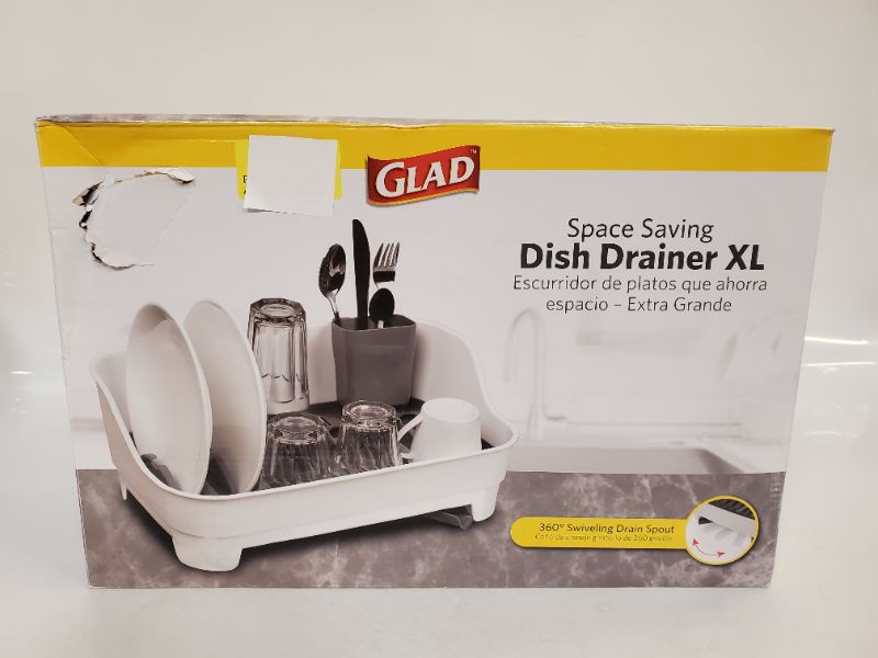 Photo 4 of Glad Dish Rack with Drainer Kitchen Sink Organizer with Cutlery Tray 360 Degree Drain Spout Keeps Countertop Dry
