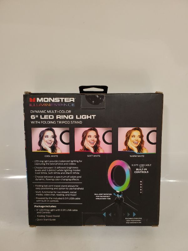 Photo 4 of Monster LED 6 inch Multi White LED Ring Light Clip-on Phone Mount, For Live Videos