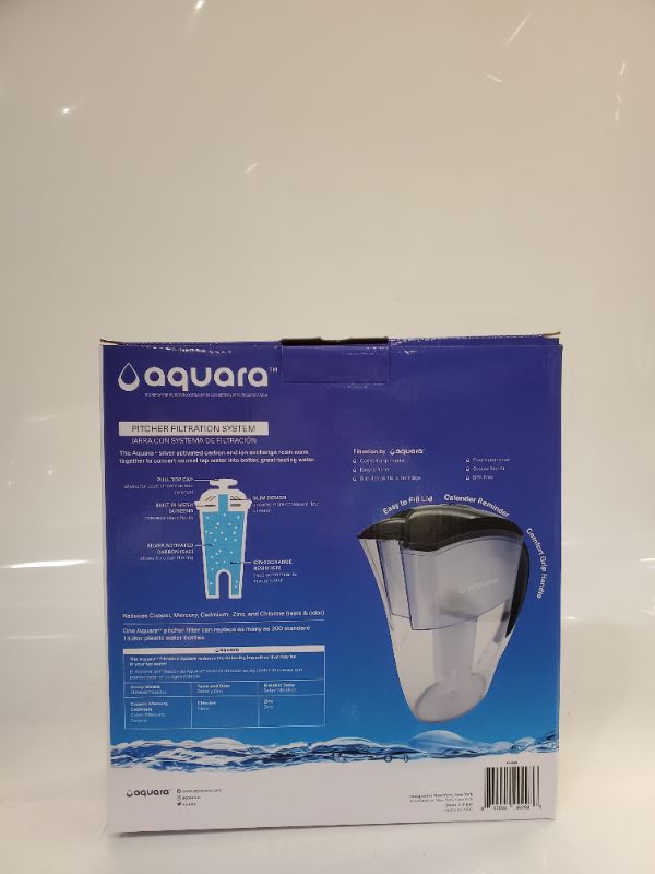 Photo 4 of Aquara Elite 7 Cup Water Filter Pitcher with 1 Standard Filter, BPA Free, WQA Certified Reduces Copper, Mercury, Chlorine & More - Black
