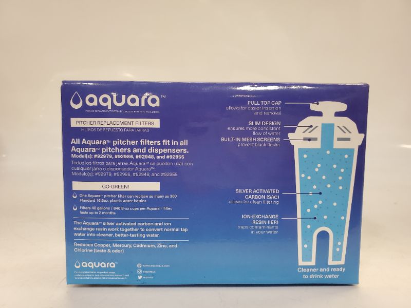 Photo 4 of Aquara Standard Water Filter, Replacement Filters for Pitchers and Dispensers, Compatible with Brita Pitchers (Not Stream), BPA Free, 3 Count 