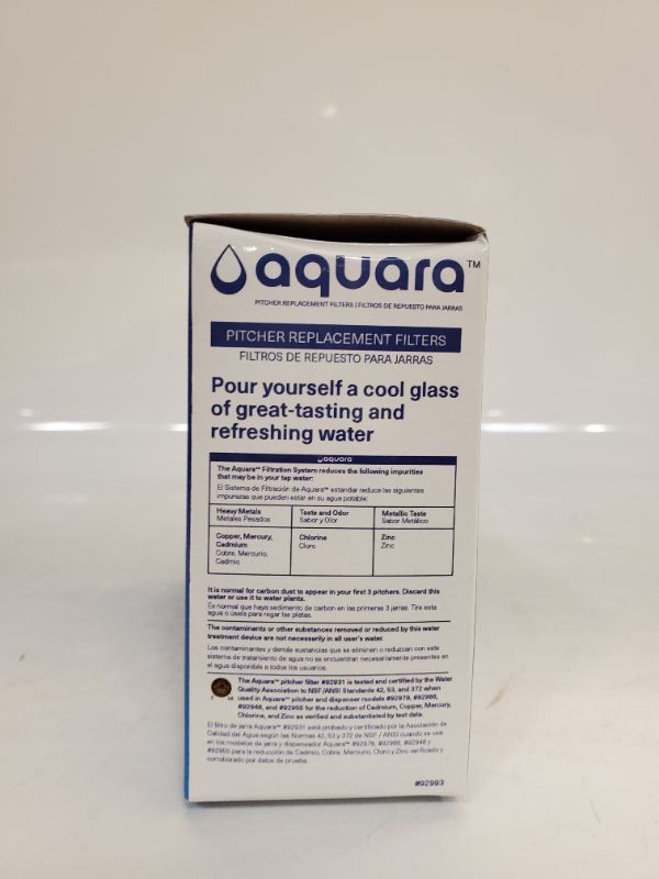 Photo 3 of Aquara Standard Water Filter, Replacement Filters for Pitchers and Dispensers, Compatible with Brita Pitchers (Not Stream), BPA Free, 3 Count 