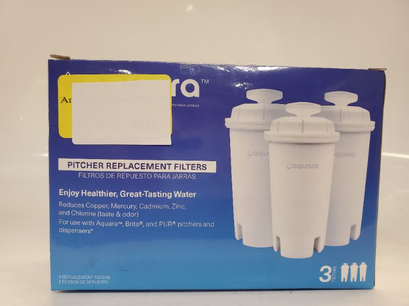 Photo 2 of Aquara Standard Water Filter, Replacement Filters for Pitchers and Dispensers, Compatible with Brita Pitchers (Not Stream), BPA Free, 3 Count 