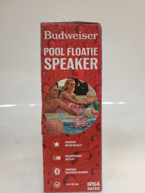 Photo 5 of Budweiser Bluetooth Pool Floatie Speaker - Portable Bluetooth Speaker - Water Resistant - Air Pump Included - Drink Holder