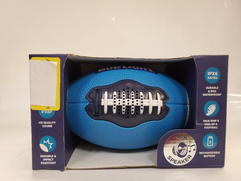 Photo 2 of Bud Light Portable Football Bluetooth Speaker Wide Range Wireless Speakers with Rechargeable Battery IPX6 Waterproof Music 