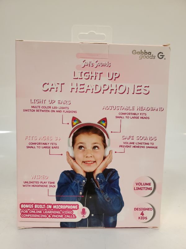 Photo 4 of Gabba Goods Kids SafeSounds Cat Led Light-Up Wired Headphones