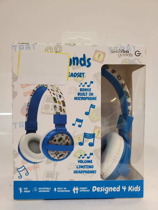 Photo 2 of Gabba Goods Premium Kid's/Children's Safe Sound Printed & Foldable Over The Ear Comfort Padded Stereo Headphones with AUX Cable | Earphones - 85 Decibels White