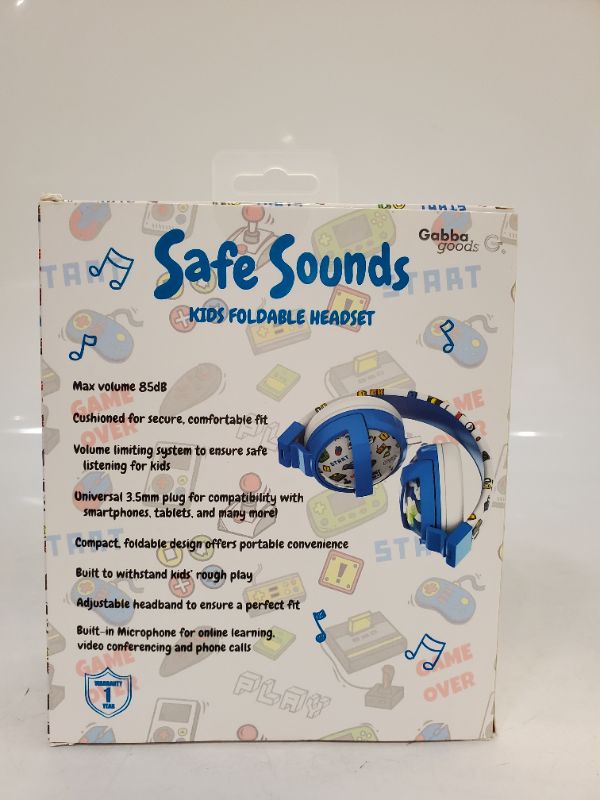 Photo 4 of Gabba Goods Premium Kid's/Children's Safe Sound Printed & Foldable Over The Ear Comfort Padded Stereo Headphones with AUX Cable | Earphones - 85 Decibels White