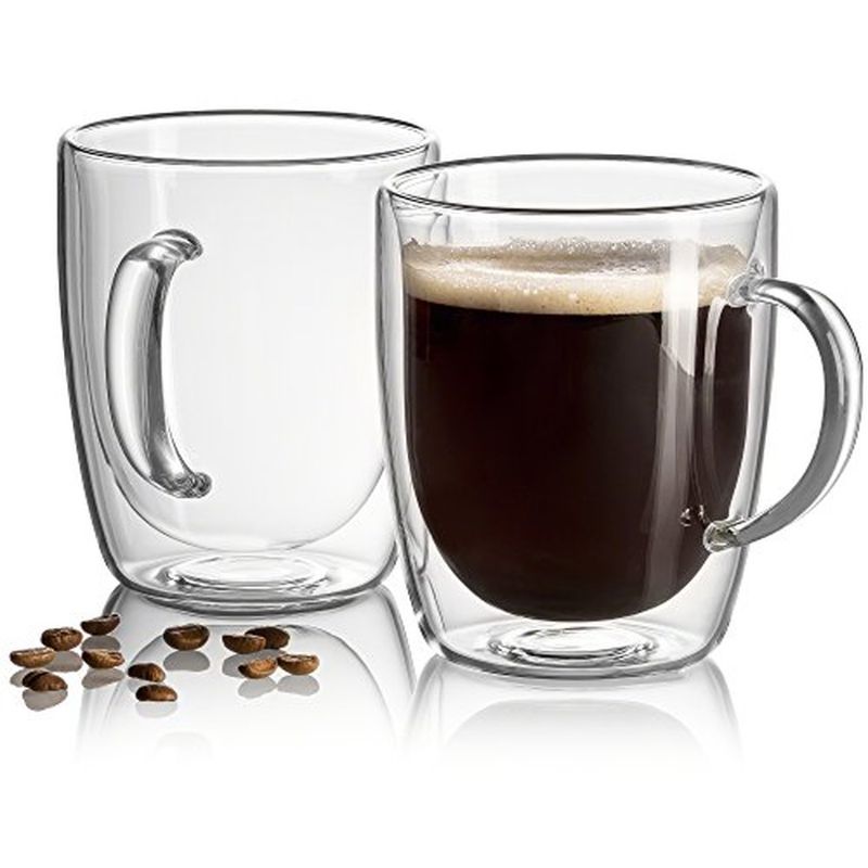 Photo 1 of ONE JECOBI 18OZ GRAIN DOUBLE WALL GLASS BEER MUG -  INSULATED KEEPS YOUR DRINKS COLDER LONGER HEAT RESISTANT STURDY AND DURABLE NEW IN BOX 