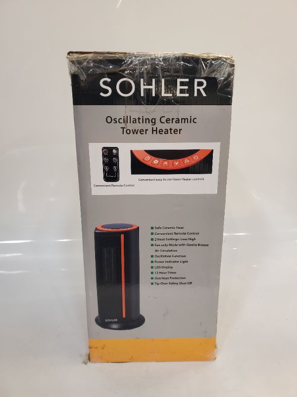 Photo 2 of SOHLER Oscillating Ceramic Tower Heater with Remote Control
