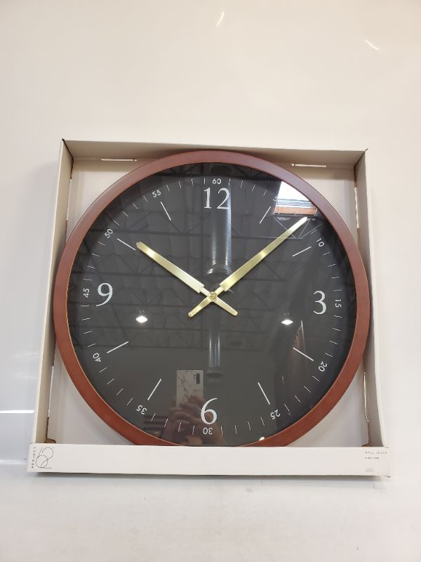 Photo 2 of 20 Walnut Woodgrain Wall Clock Black - Project 62