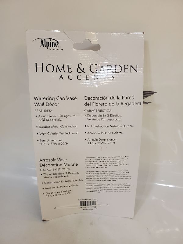 Photo 2 of Alpine CORPORATION HOME & GARDEN ACCENTS WATERING CAN VASE WALL DECOR -23"