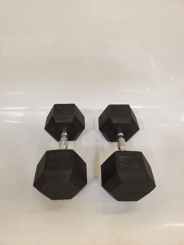 Photo 2 of Balancefrom Rubber Encased Hex Dumbbell in Pairs 40 lbs, pair