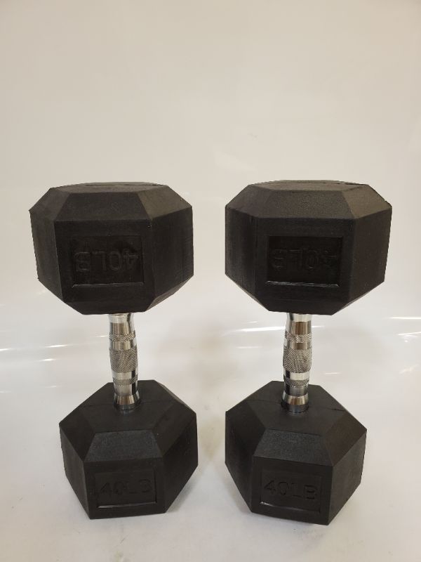 Photo 4 of Balancefrom Rubber Encased Hex Dumbbell in Pairs 40 lbs, pair