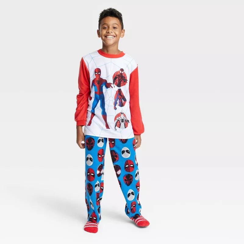 Photo 1 of Boys' Marvel Spider-Man Pajama Set with Cozy Socks - Large (12-14)