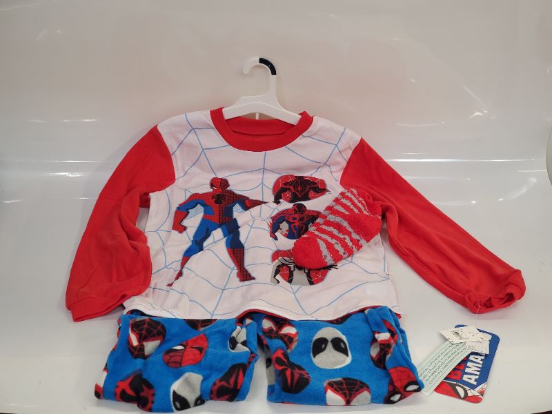 Photo 3 of Boys' Marvel Spider-Man Pajama Set with Cozy Socks - Large (12-14)