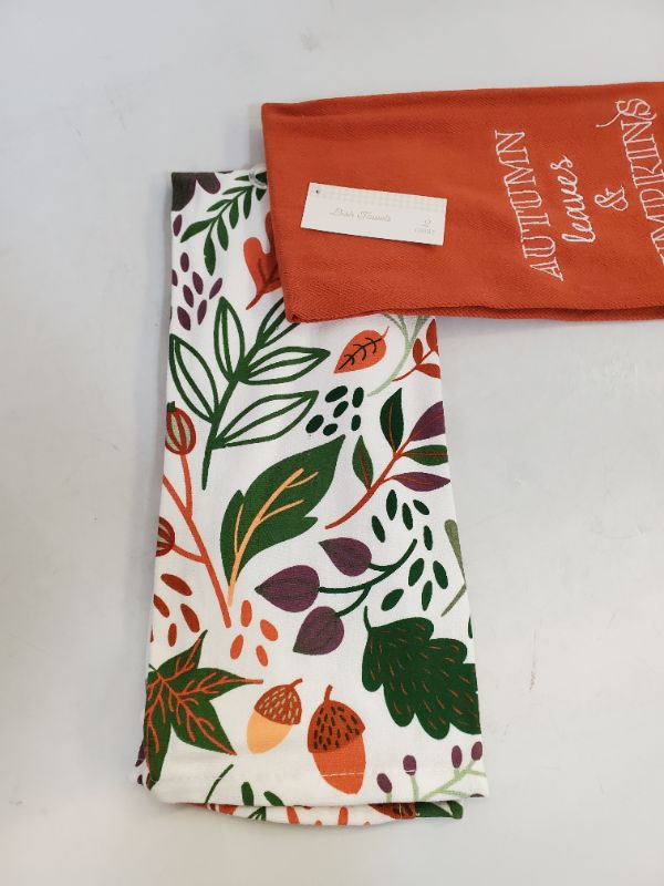 Photo 3 of 2 Kitchen Dish Towels " Autumn Leaves and Pumpkins please"
