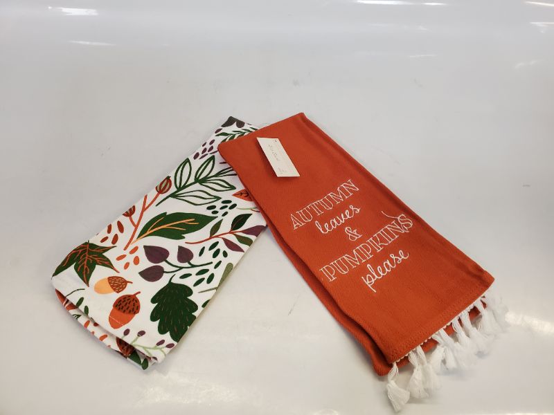 Photo 1 of 2 Kitchen Dish Towels " Autumn Leaves and Pumpkins please"
