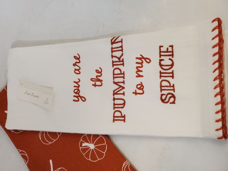 Photo 2 of 2 PC Kitchen Dish Towels - " you are the pumpkin to my spice"