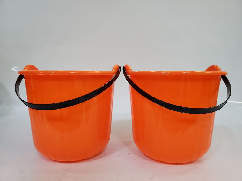 Photo 3 of 2 PC ORANGE HALLOWEEN BASKET 