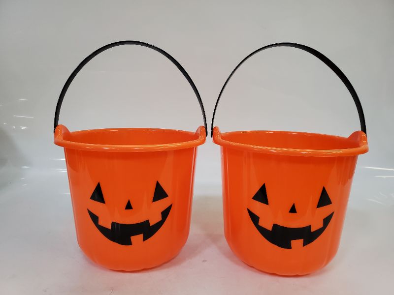 Photo 2 of 2 PC ORANGE HALLOWEEN BASKET 