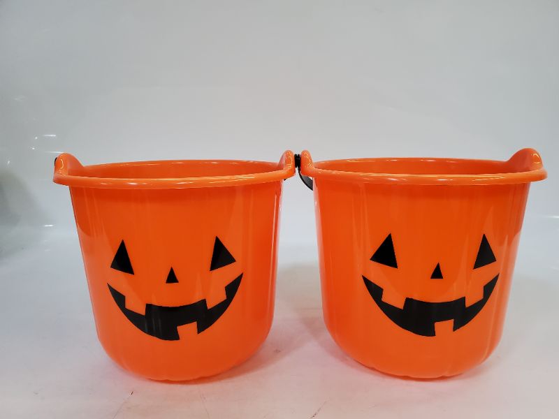 Photo 1 of 2 PC ORANGE HALLOWEEN BASKET 