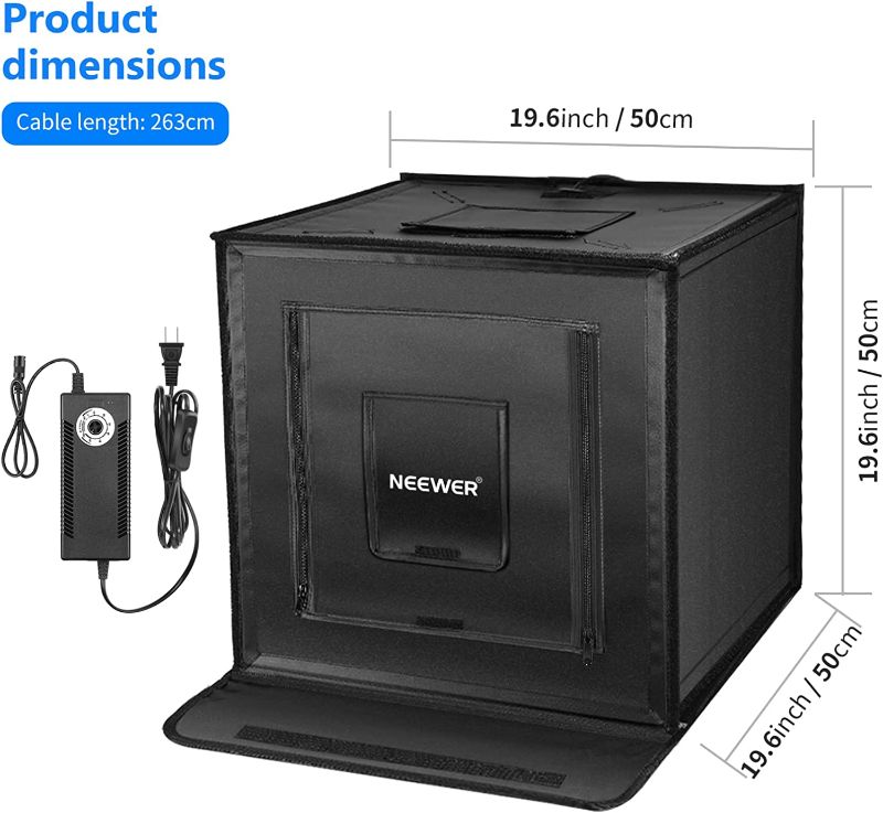 Photo 1 of NEEWER Photo Studio Light Box, 20” x 20” Shooting Light Tent , Foldable and Portable Tabletop Photography Lighting Kit -  WITH  Colored Backdrops