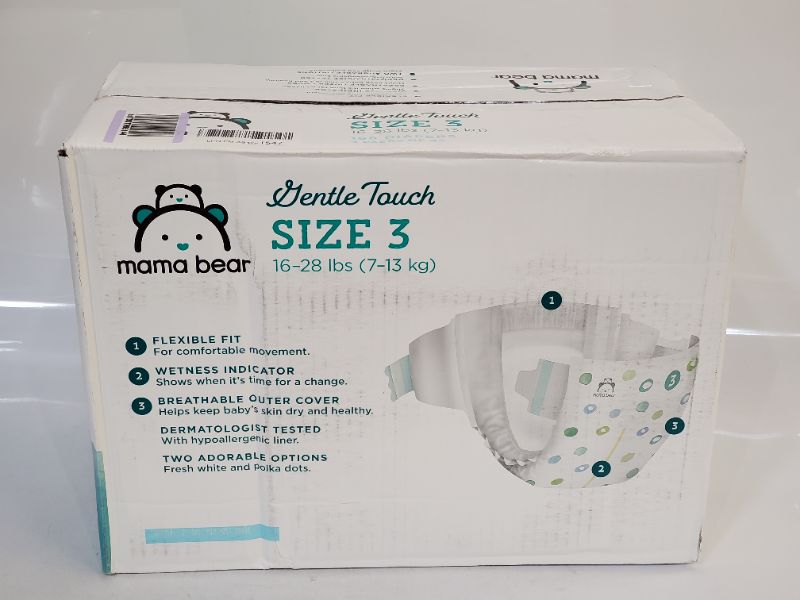 Photo 4 of Amazon Brand - Mama Bear Gentle Touch Diapers, Hypoallergenic, Size 3, 168 Count (4 packs of 42)