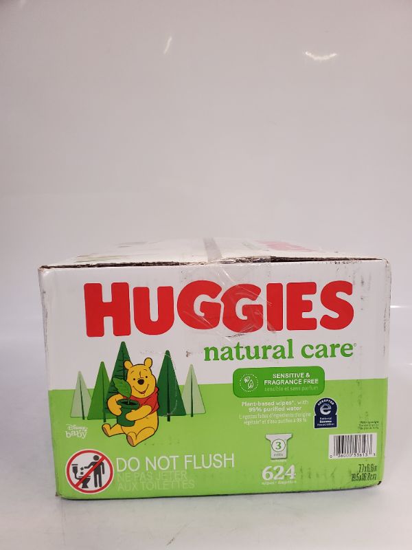 Photo 3 of Sensitive Baby Wipes, Huggies Natural Care Baby Diaper Wipes, Unscented, Hypoallergenic, 99% Purified Water, 3 Refill Packs OF 208  (624 Wipes Total)  