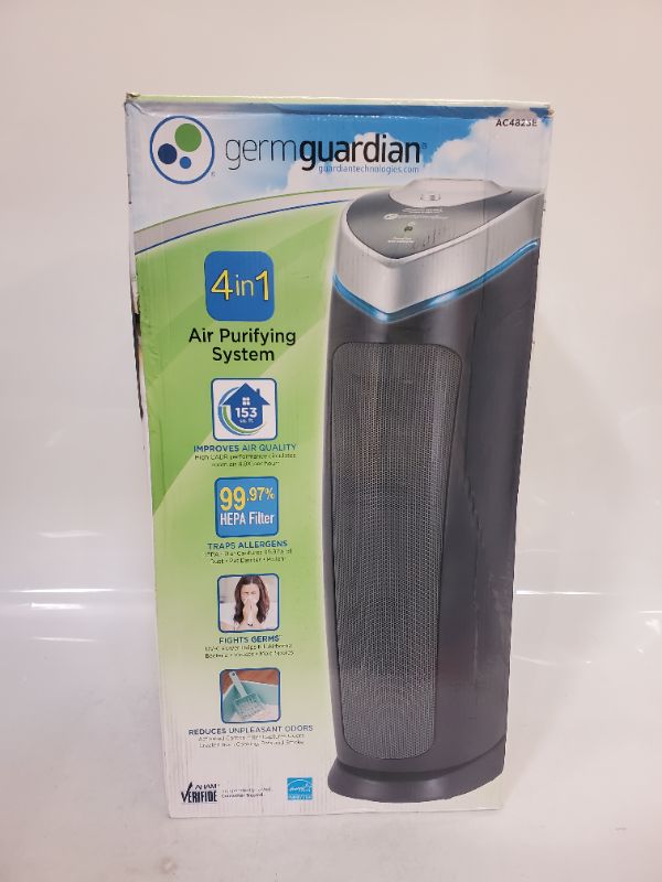 Photo 4 of Germ Guardian Air Purifier with HEPA 13 Filter, Removes 99.97% of Pollutants, Covers Large Room up to 743 Sq. Foot Room in 1 Hr, UV-C Light Helps Reduce Germs, Zero Ozone Verified, 22", Black