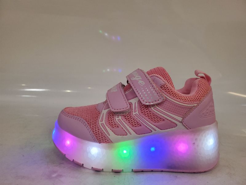 Photo 4 of Aikuass USB Chargeable LED Light Up Roller Shoes Wheeled Skate Sneaker Shoes for Boys Girls Kids SIZE 28