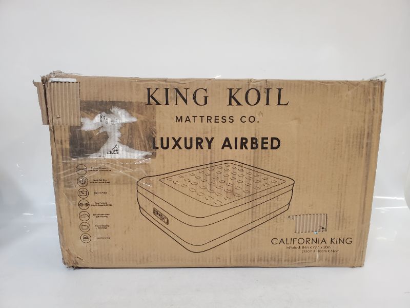 Photo 3 of King Koil Luxury California King Air Mattress with Built-in Pump for Home, Camping & Guests - 20” King Size Inflatable Airbed Luxury Double High Adjustable Blow Up Mattress, Durable Waterproof 