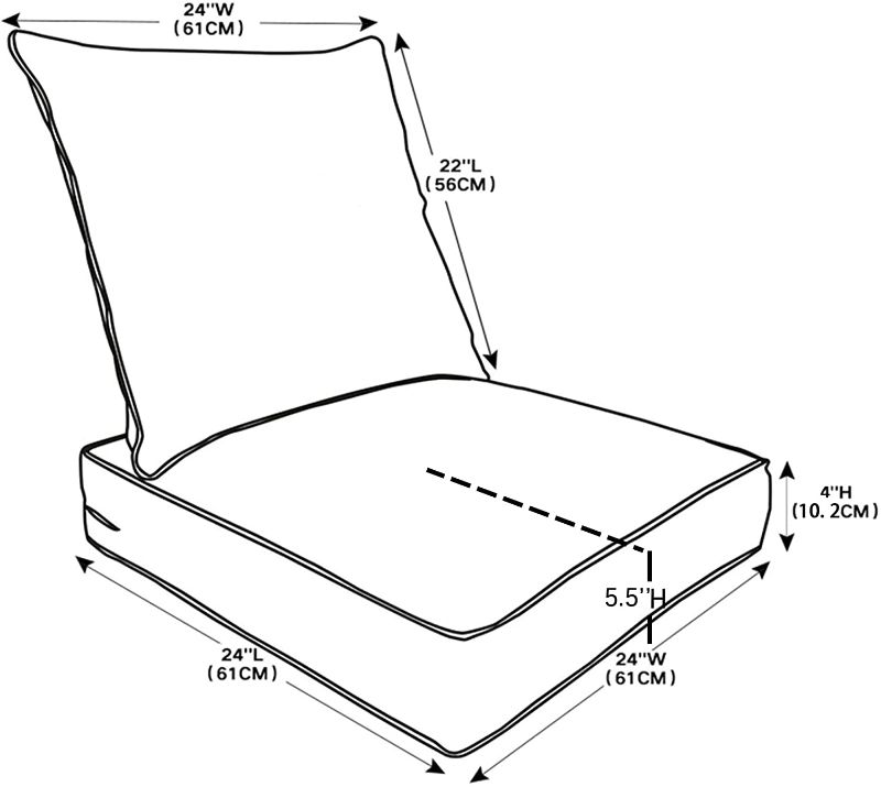 Photo 3 of QILLOWAY Outdoor/Indoor Deep Seat Cushions for Patio Furniture, Lawn Chair All Weather Cushion 24 x 24 inch 1 Set ,(Indigo)