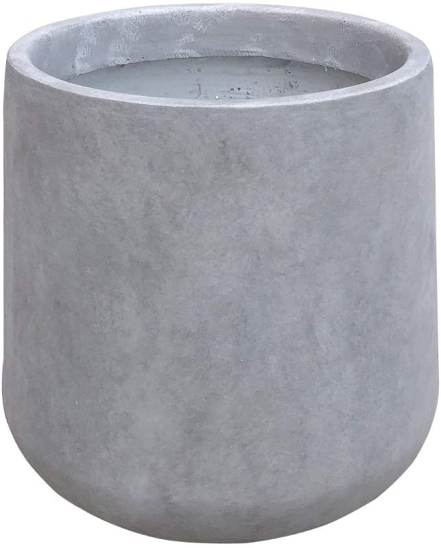 Photo 1 of Kante 15.3" Dia Round Concrete Planter Containers with Drainage Holes for Patio, Balcony, Backyard, Living Room Natural Concrete