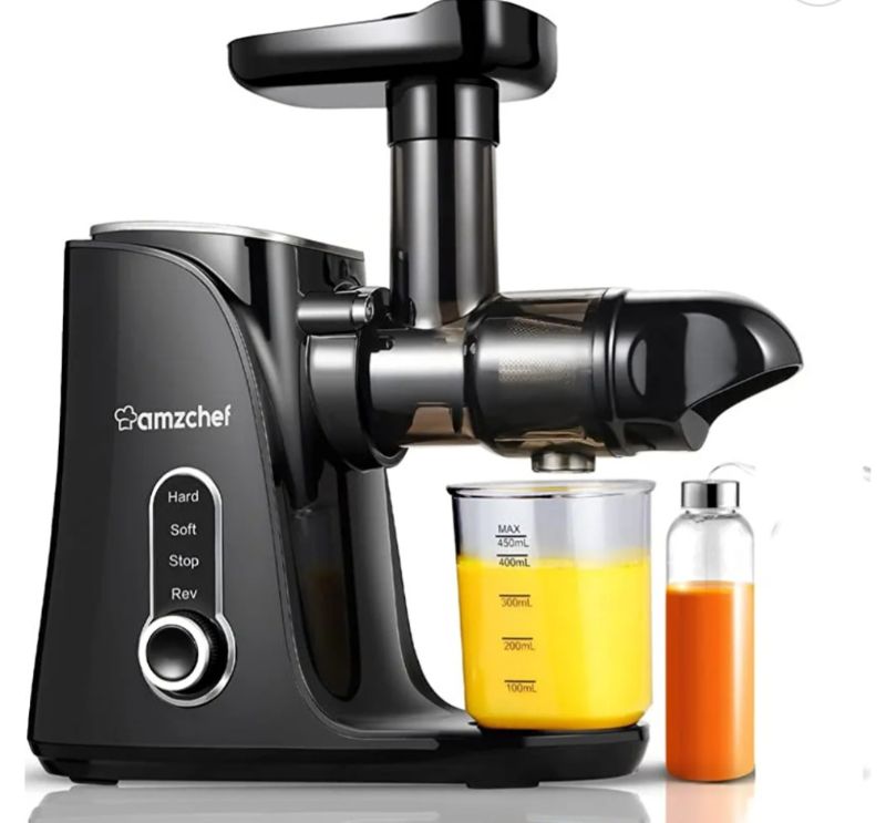 Photo 1 of Juicer Machines,AMZCHEF Slow Masticating Juicer Extractor, Cold Press Juicer with Two Speed Modes, Travel bottle(500ML),LED display, Easy to Clean Brush & Quiet Motor for Vegetables & Fruits (Black) gm3001 