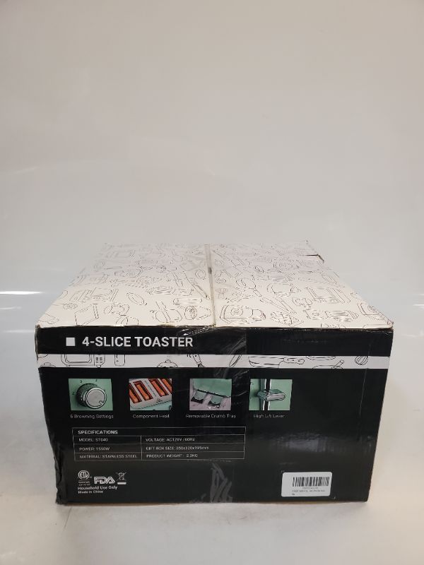 Photo 12 of REDMOND Toaster 4 Slice, Retro Stainless Steel Toaster with Extra Wide Slots Bagel, Defrost, Reheat Function, Dual Independent Control Panel, Removable Crumb Tray, 6 Shade Settings and High Lift Lever, White 