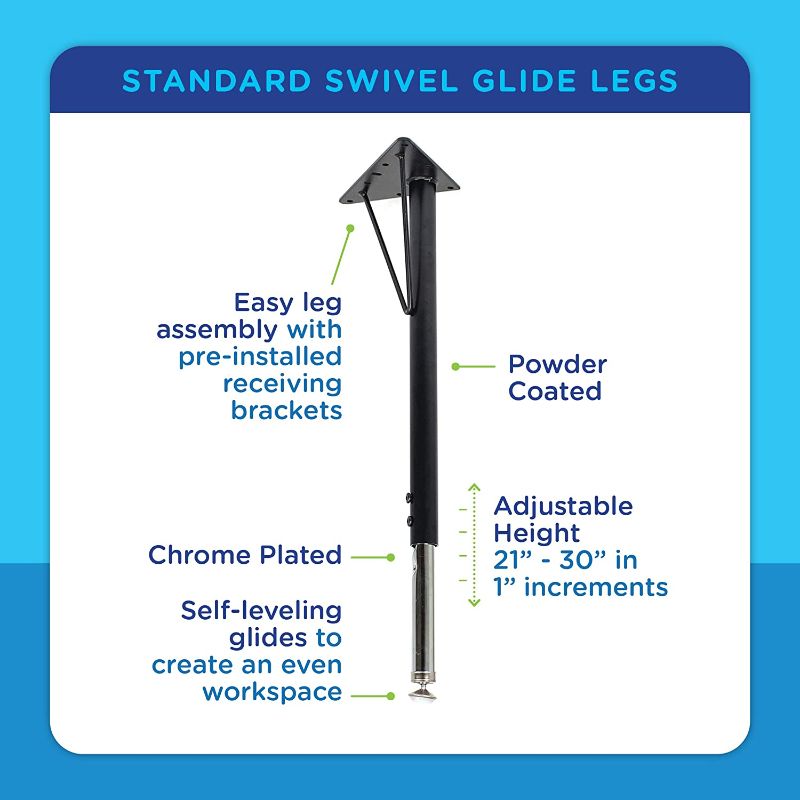 Photo 3 of Classroom Activity Table Legs- Pack of 4 - Adjustable Height Tubular Legs for Students of All Ages - BLUE 