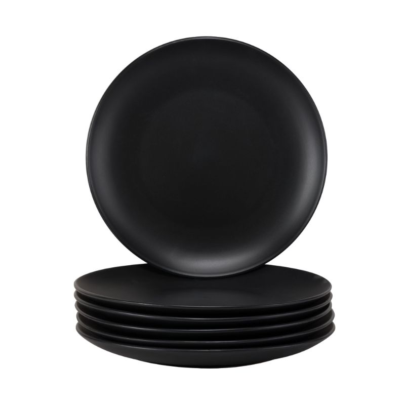 Photo 1 of 10 Strawberry Street - Wazee Matte Coupe Stoneware Salad Plate, Set of 6, Black