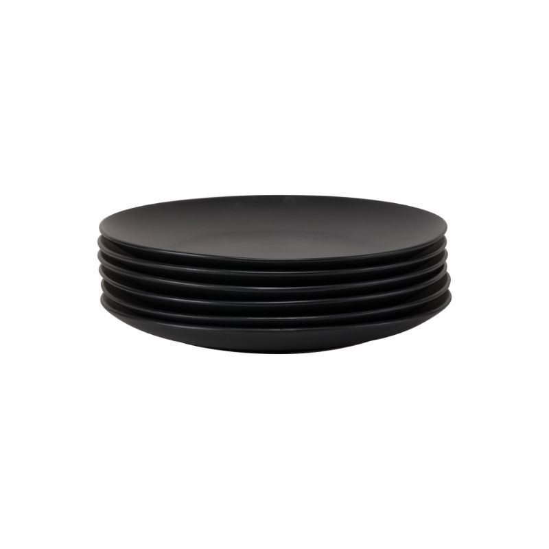 Photo 3 of 10 Strawberry Street - Wazee Matte Coupe Stoneware Salad Plate, Set of 6, Black