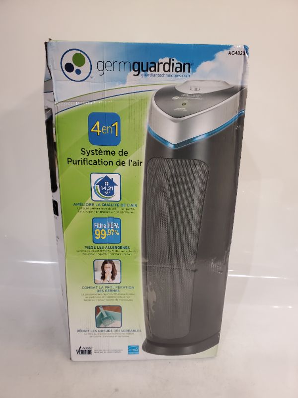 Photo 2 of Germ Guardian Air Purifier with HEPA 13 Filter, Removes 99.97% of Pollutants, Covers Large Room up to 743 Sq. Foot Room in 1 Hr, UV-C Light Helps Reduce Germs, Zero Ozone Verified, 22", Black, AC4825E 