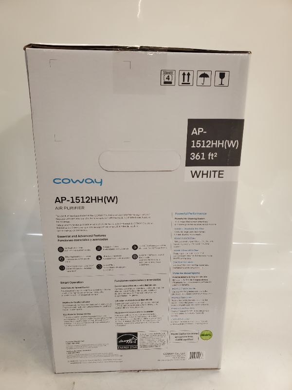 Photo 3 of Coway Airmega AP-1512HH(W) True HEPA Purifier with Air Quality Monitoring, Auto, Timer, Filter Indicator, and Eco Mode, 16.8 x 18.3 x 9.7, White AP-1512HH 