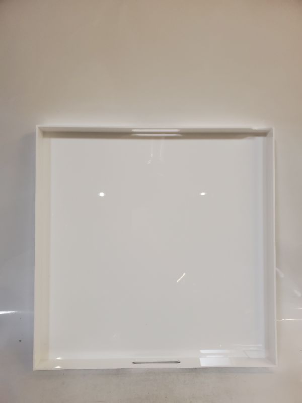 Photo 3 of 24"x24"x2"H Glossy White Extra Large Sturdy Acrylic Serving Tray with Handles Countertop Organizer Tray for Kitchen,Bathroom,Office,Bar ,Decorative Tray